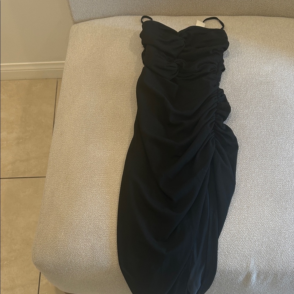 Elegant Black Ruched Dress Abercrombie and fitch